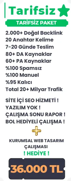 Tarifsiz backlink paketi detayları